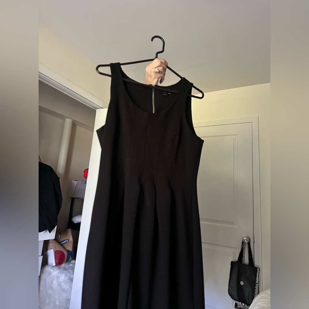 J. Crew Black A-line Midi Dress Crew Neck Sleeveless